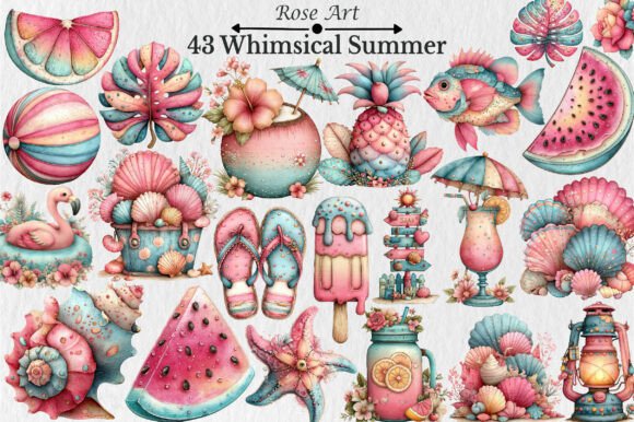 Whimsical Summer Clipart Graphic by Rose Art · Creative Fabrica