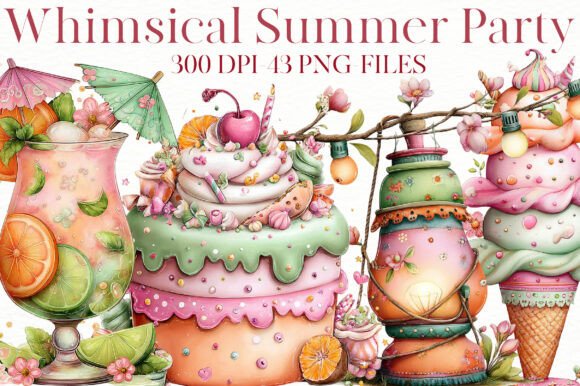 Whimsical Summer Party Clipart Graphic by Designworld · Creative Fabrica