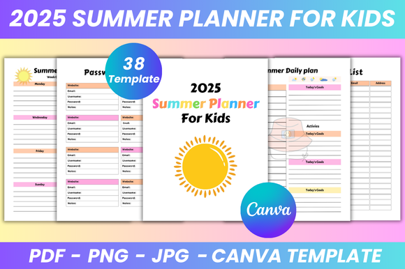 2025 Summer Planner for Kids Canva Kdp Graphic by DIGITAL PRINT BOX ...