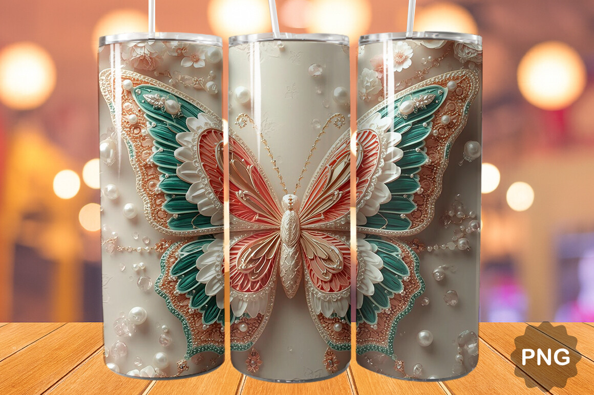 3D Butterfly Tumbler Wrap Graphic by Digital Dream Craft · Creative Fabrica