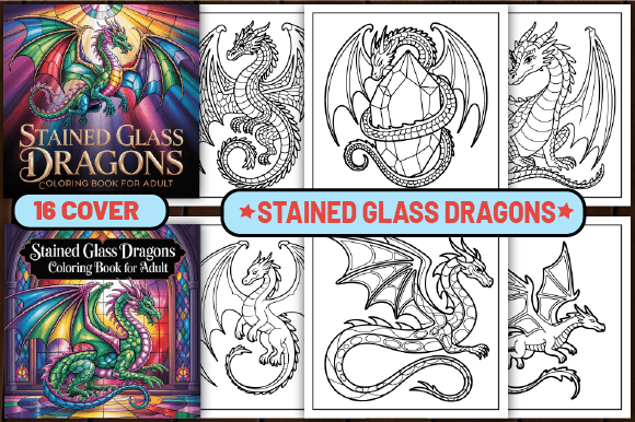 46 Stained Glass Dragons Coloring Pages
