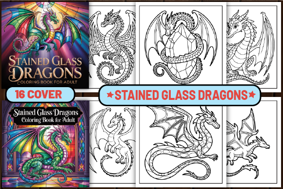46 Stained Glass Dragons Coloring Pages