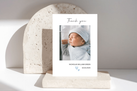 Baby Thank You Photo Card Editable