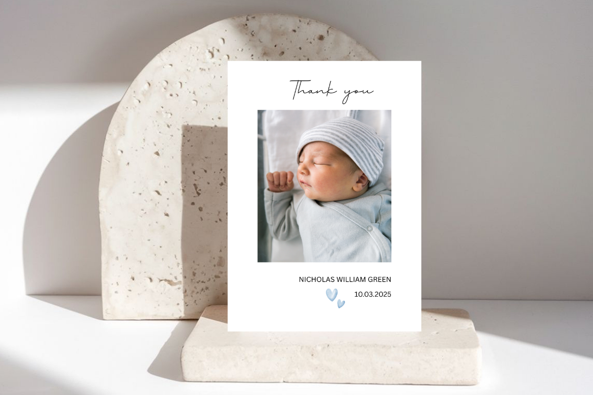 Baby Thank You Photo Card Editable