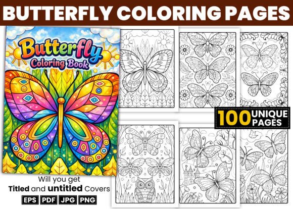 100 Butterfly Coloring Pages for Adults
