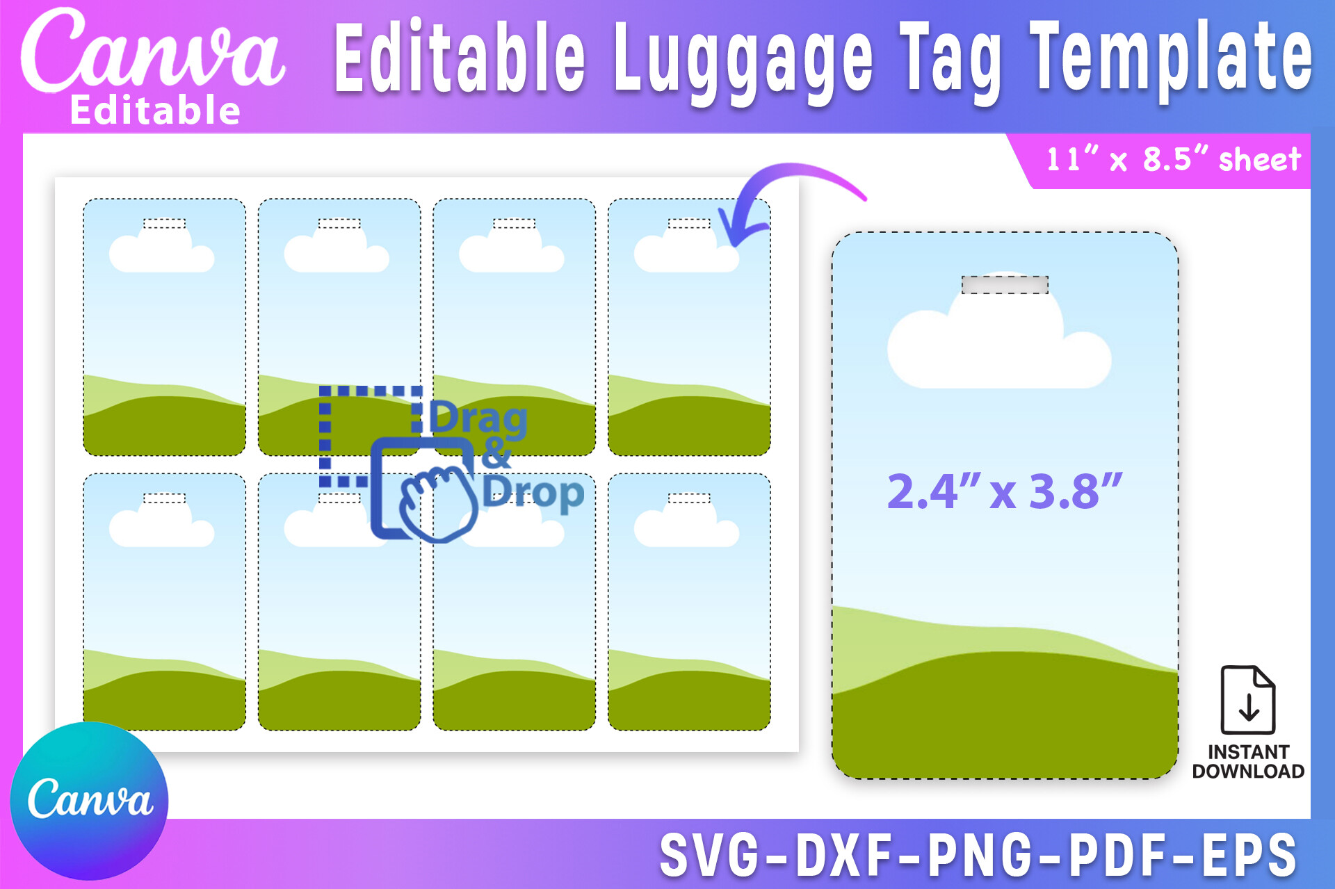 Canva Editable Luggage Tag Template