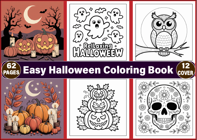 Easy Halloween Coloring Book for Adults