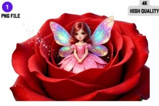 Fairy Sitting in Red Rose PNG Clip Art Graphic by mhrana730 · Creative ...