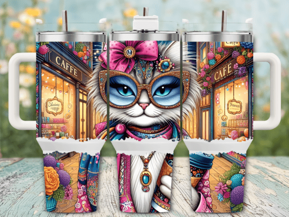 Hipster Cat Coffee Bar 40oz Tumbler Wrap
