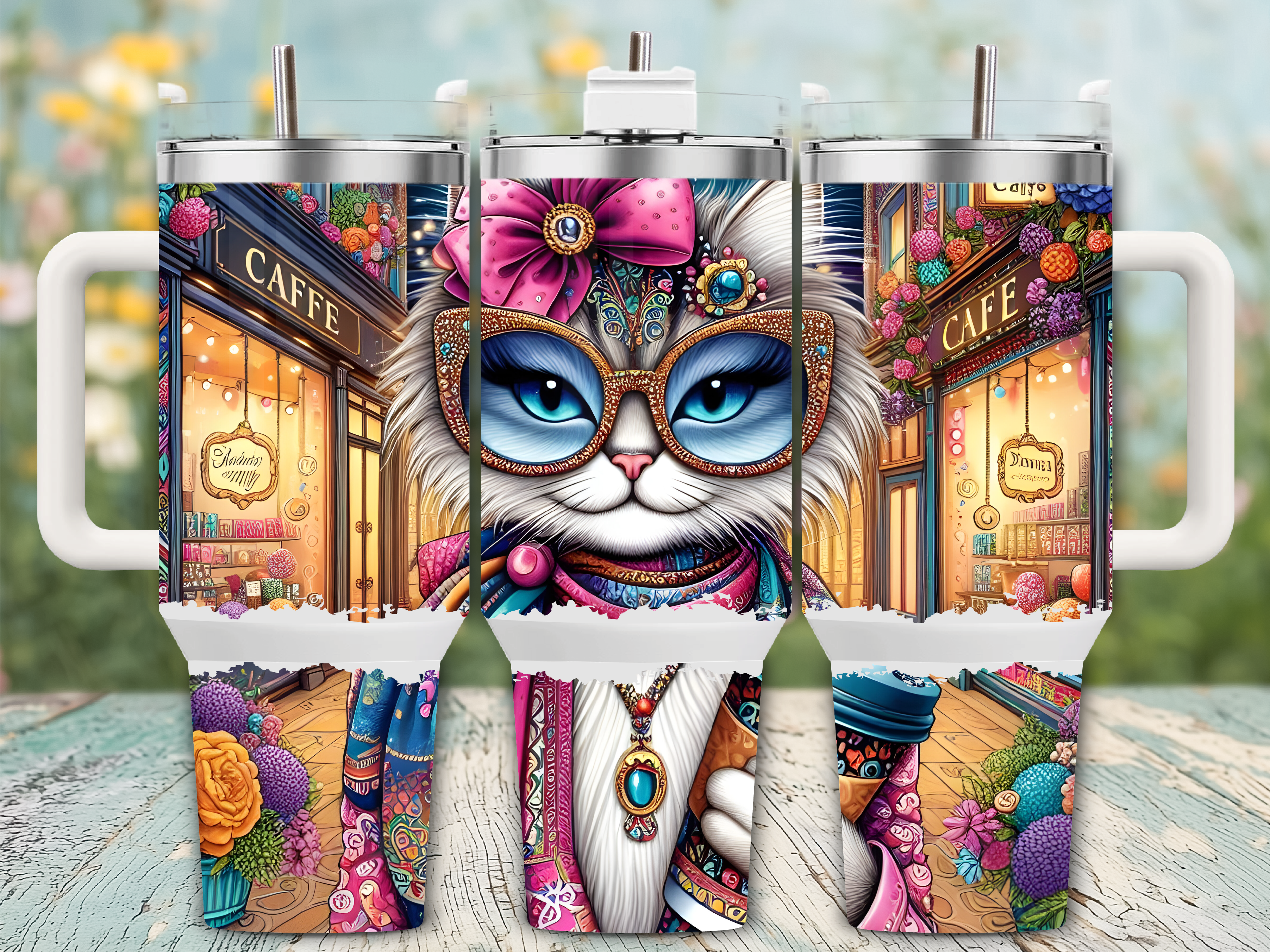 Hipster Cat Coffee Bar 40oz Tumbler Wrap