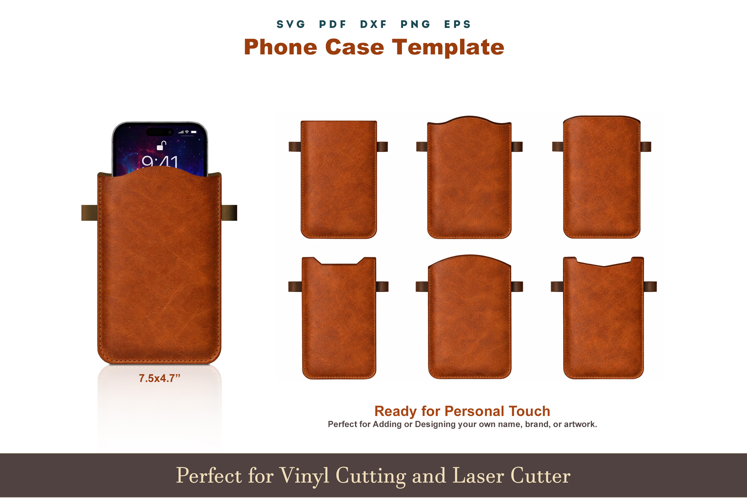Leather Phone Pouch SVG DXF PDF Template