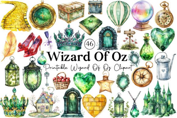 Printable Wizard of Oz Clipart Graphic by Strawberry Art · Creative Fabrica