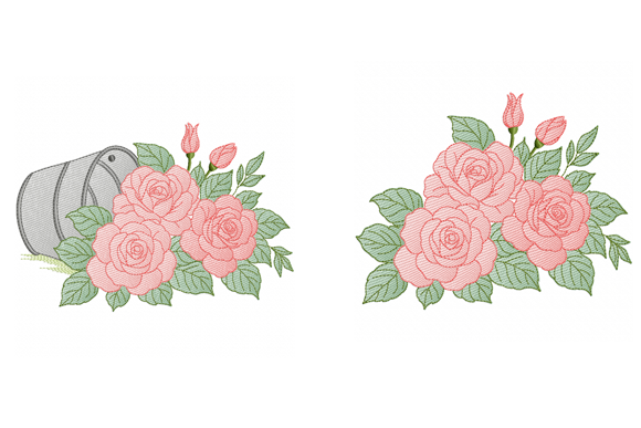 Rose Flower Embroidery Design Set 2
