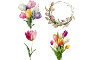 Spring Tulip Flowers Watercolor Clipart Graphic by Whimsy Bloom Co ...