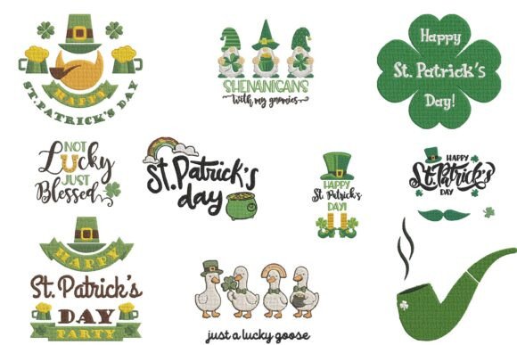 St Patricks Day Lucky Embroidery Bundle