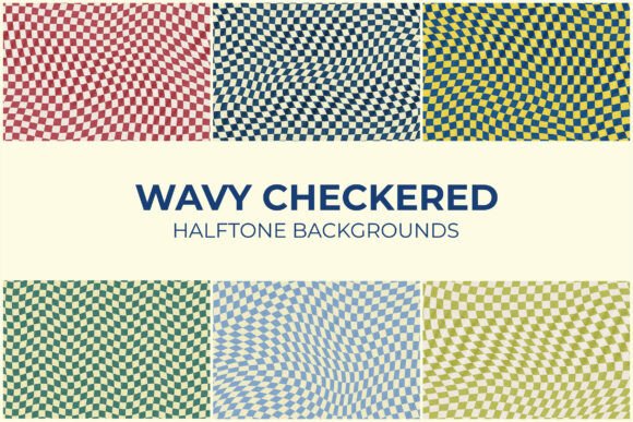 Wavy Checkered Halftone Backgrounds
