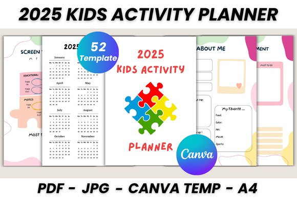 2025 Kids Activity Planner Canva Graphic by DIGITAL PRINT BOX ...