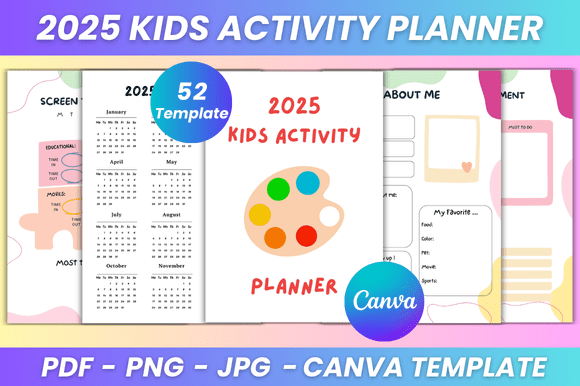 Kids Activity Planner Canva Kdp Graphics