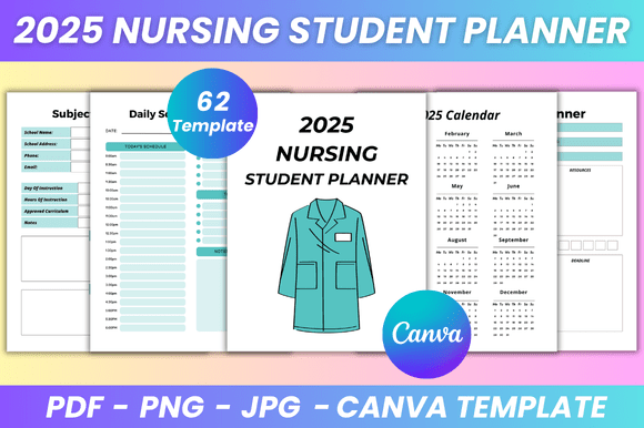 2025 Nursing Student Planner Canva Kdp
