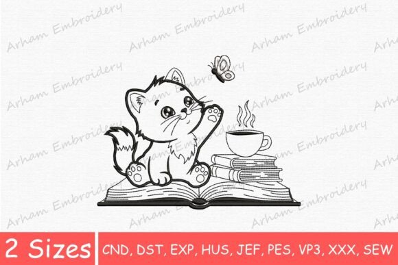 Adorable Kitten Reading Book