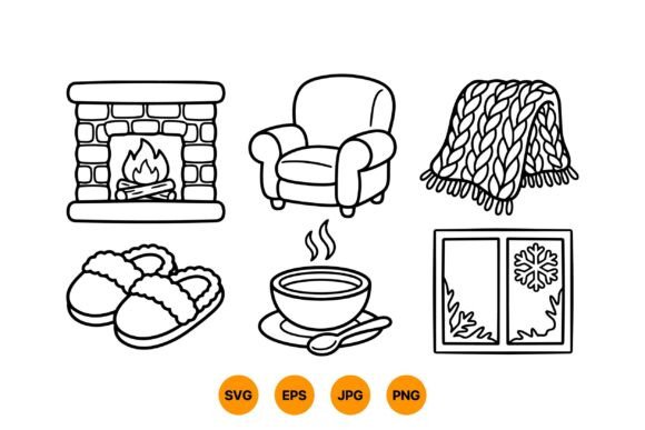 Cozy Winter Home Clipart Graphics