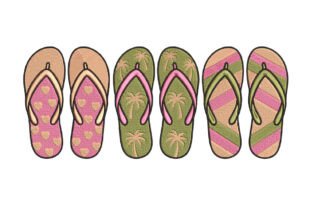 Cute Summer Flip Flops Embroidery Design · Creative Fabrica
