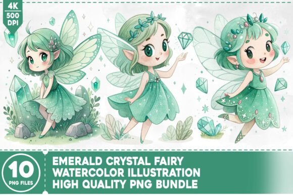 Emerald Crystal Fairy PNG Bundle Graphic by Hega Prakosa · Creative Fabrica