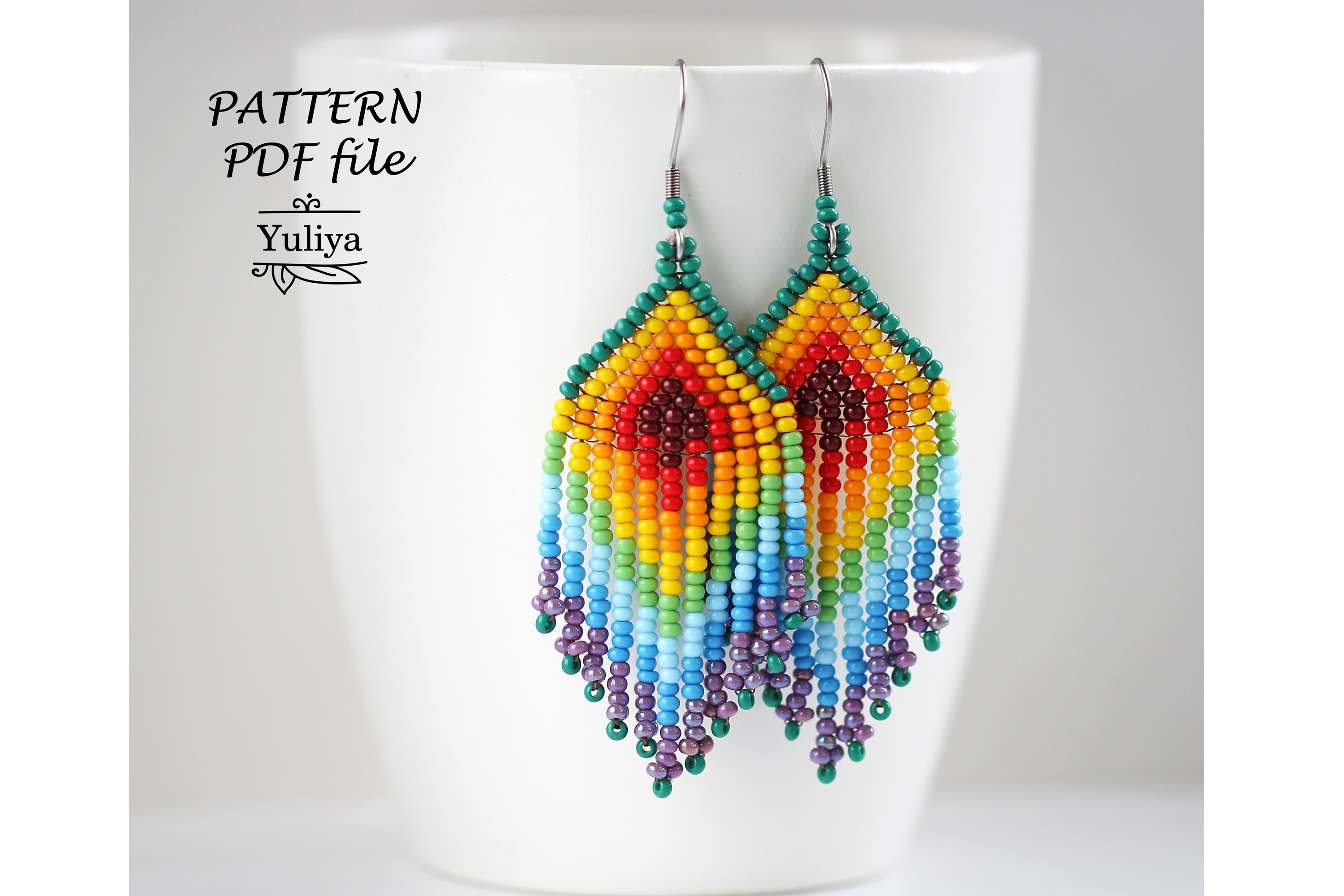 Fringe Earrings Pattern Brick Stitch