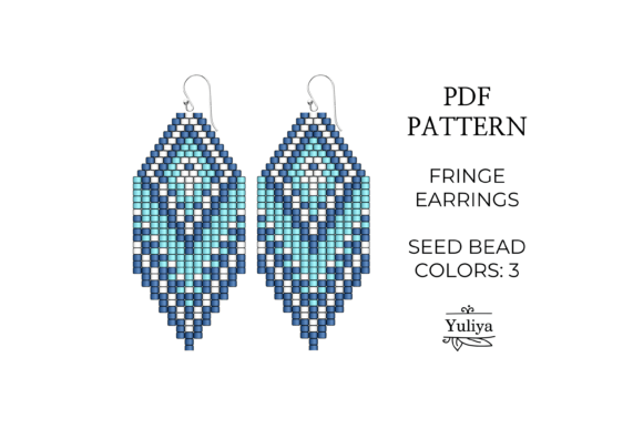 Fringe Blue Earrings Bead Pattern