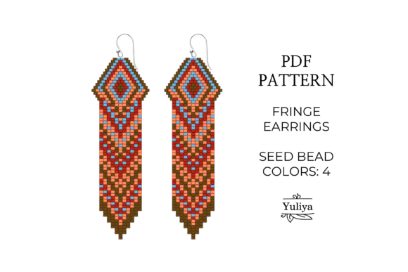 Fringe Earrings Pattern, Brick Stitch