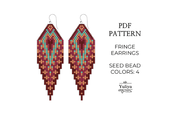 Fringe Earrings Pattern, Brick Stitch