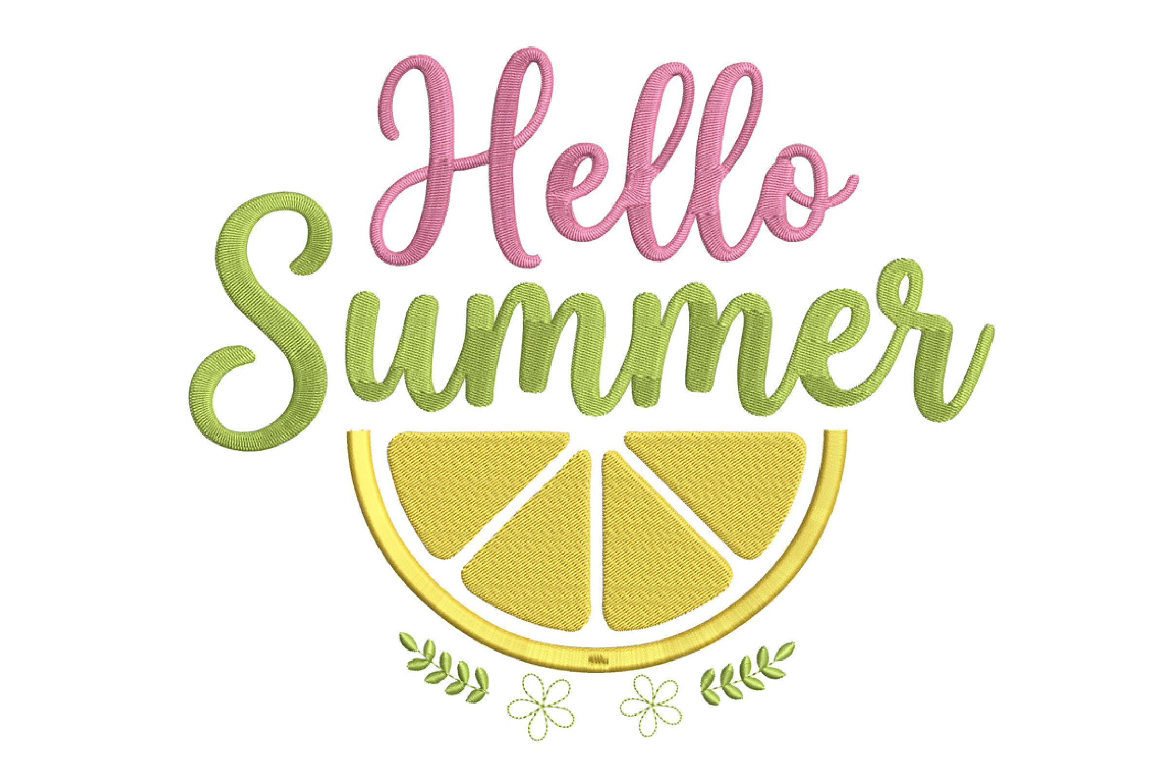 Hello Summer Lemon Embroidery Design