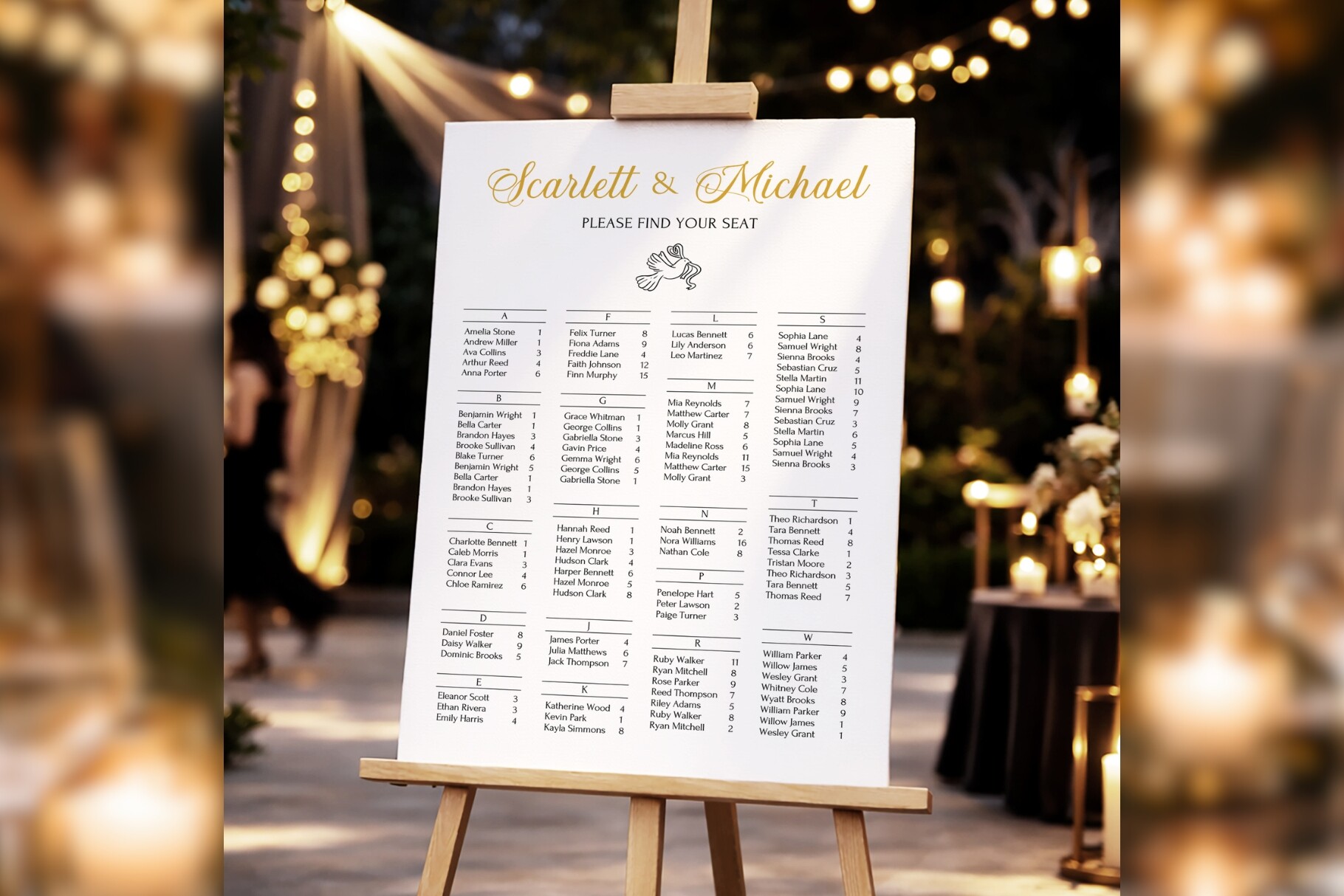 Luxury Alphabet Seating Canva Bd004