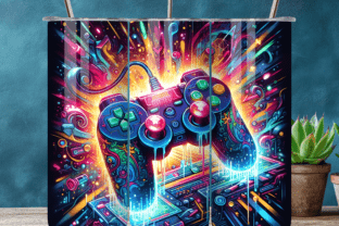 Neon Controller Gamer Tumbler Wrap Graphic by Cozy Prints · Creative ...