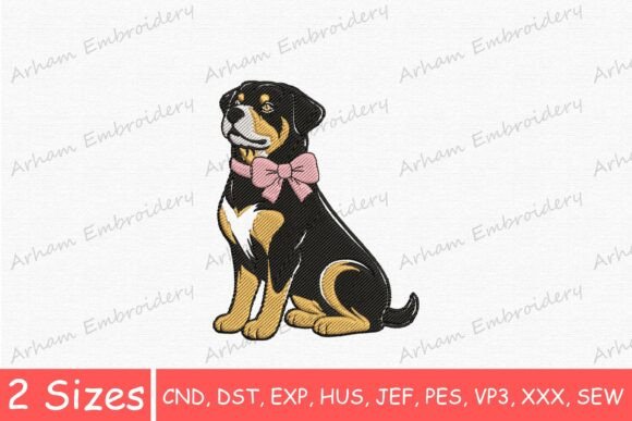 Pink Bow with Cute Rottweiler Dog
