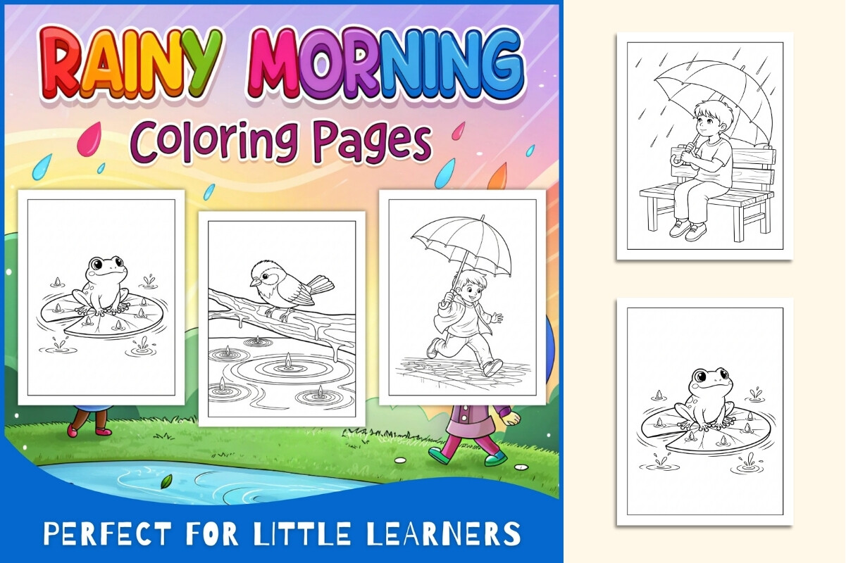 Rainy Morning Coloring Pages for Kids