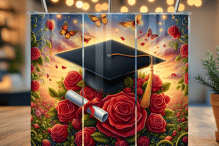 Red Rose Graduation Cap Tumbler Wrap Graphic by Frogi Prints · Creative ...