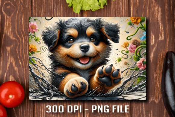 rottweiler puppy floral svg design cricut htv shirt cutting board