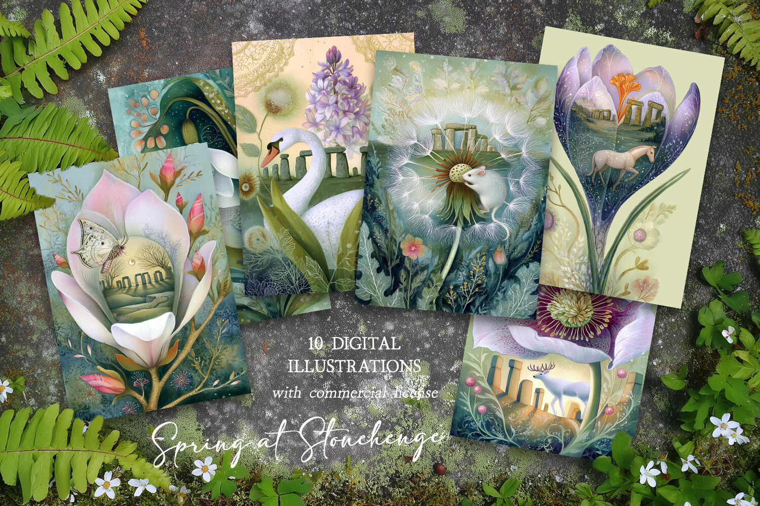 Spring at Stonehenge Postcard Set Graphic by daphnepopuliers · Creative ...