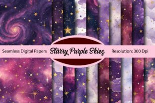 Starry Purple Skies Digital Paper Graphic by Colourful · Creative Fabrica