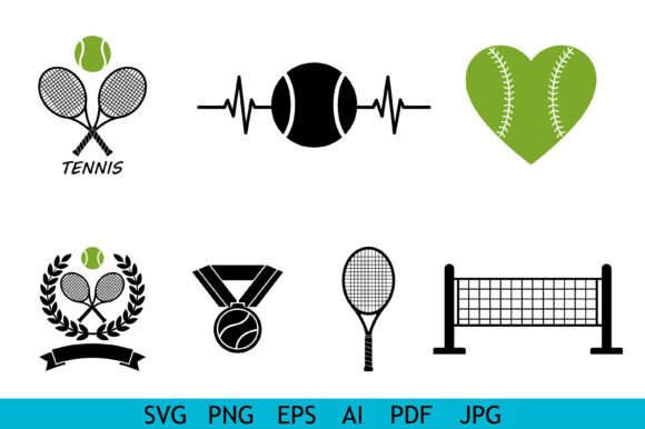 Tennis Sport Icons Vector Bundle