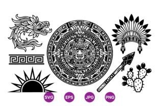 Aztec Tribal Sun and Symbols Graphic by DesignVectx · Creative Fabrica