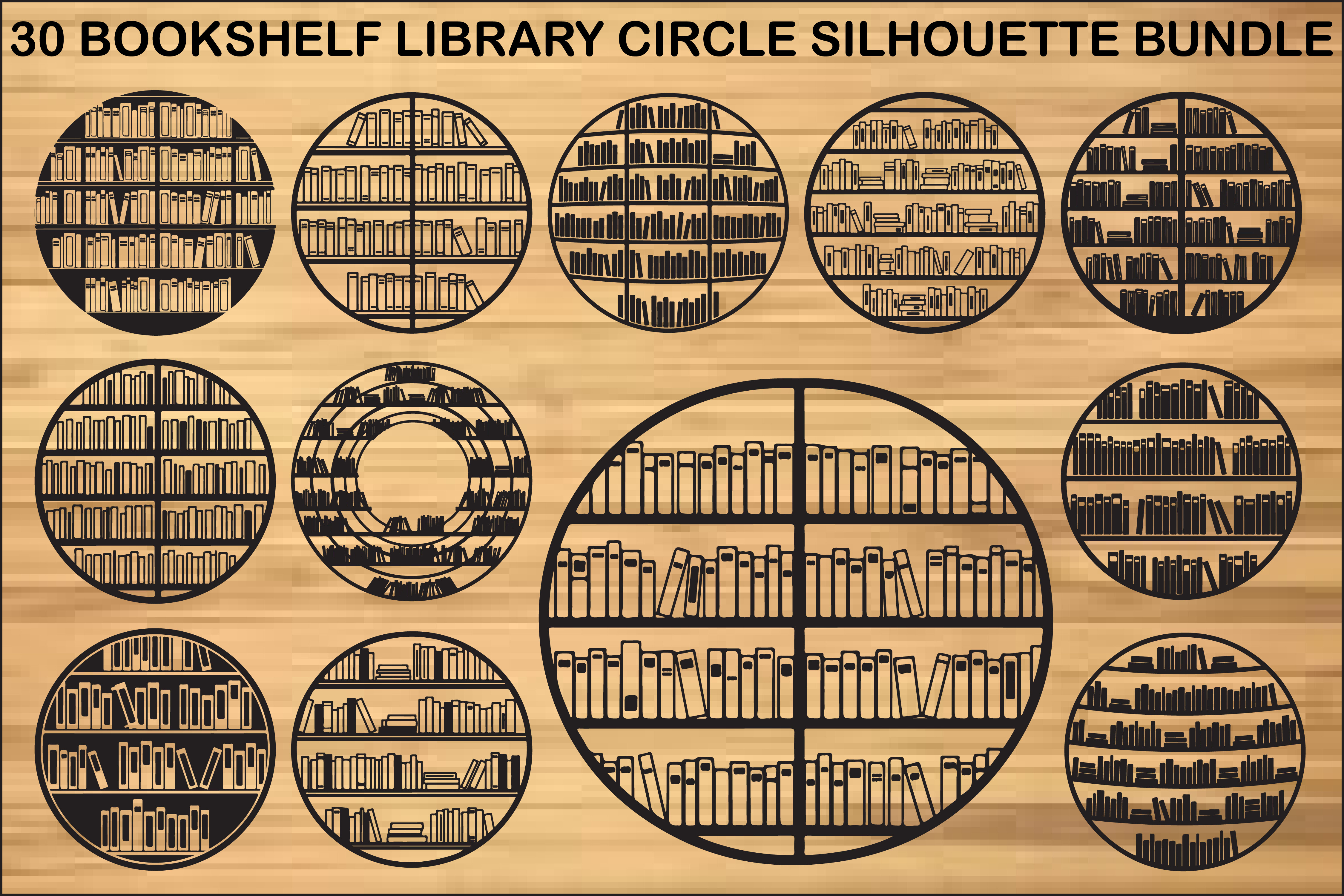 Bookshelf Library Circle SVG Bundle Graphic by teescripts · Creative ...