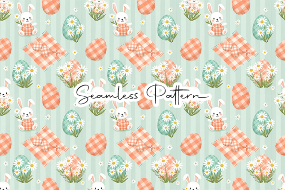 Bunny Daisy Plaid Easter Seamless