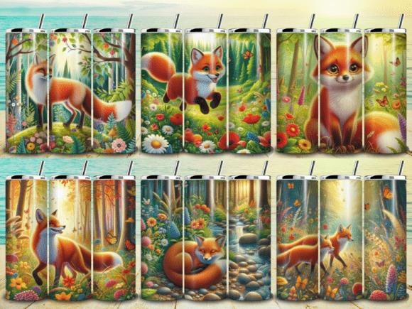 Colorful Foxes Tumbler Wrap Bundle