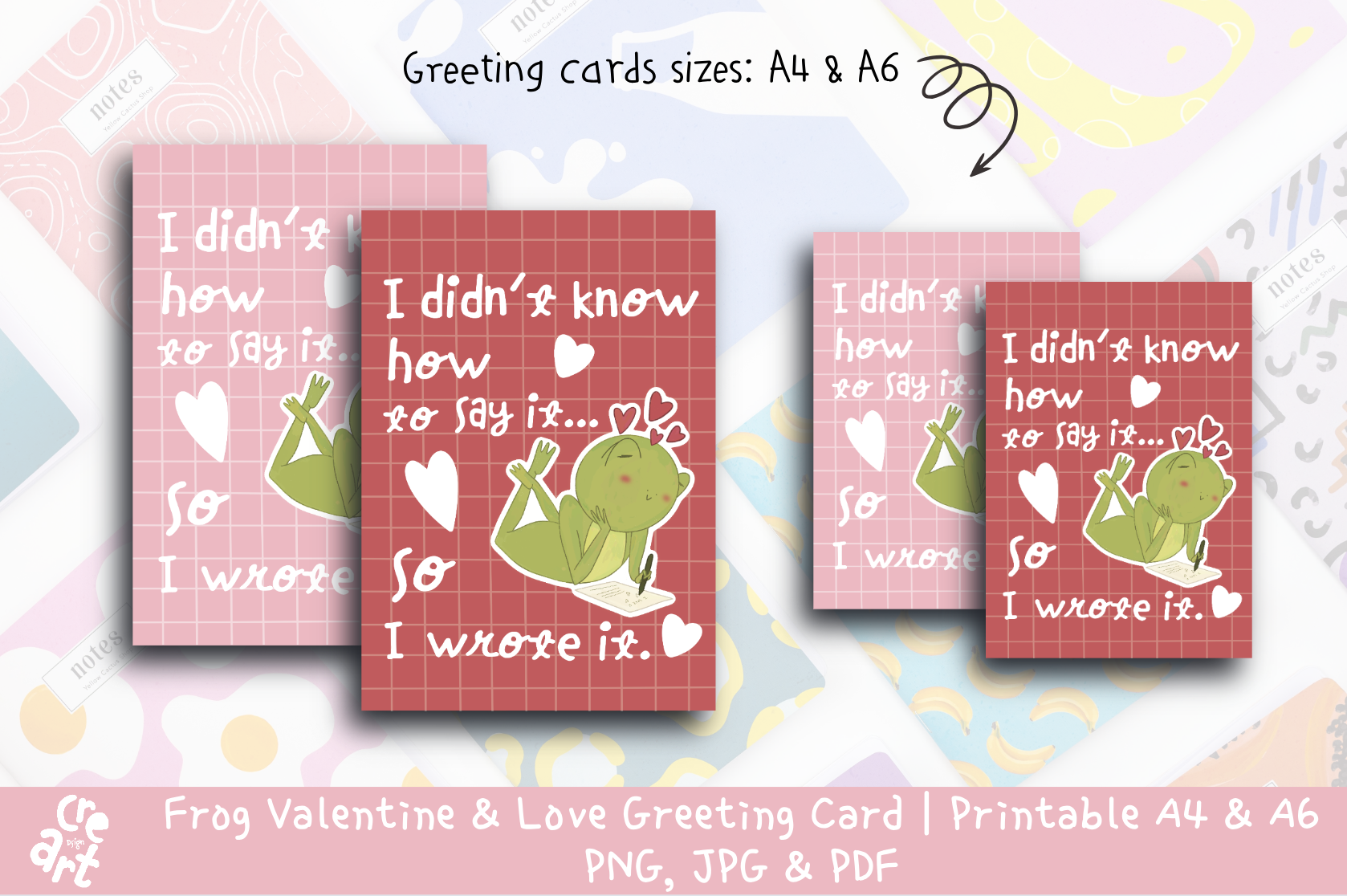 Cute Frog Love Greeting Card A4 A6