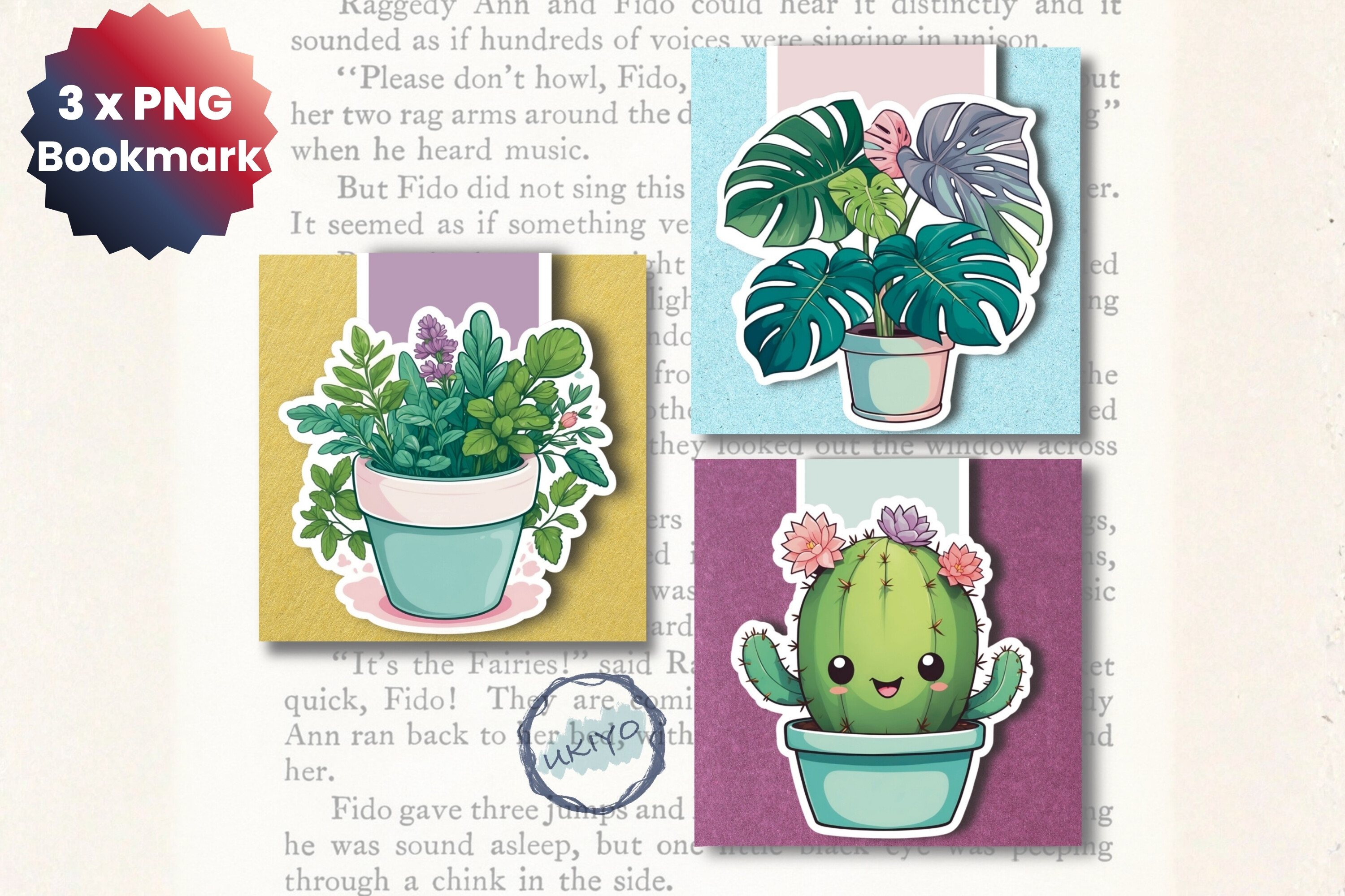Cute Plant Magnetic Bookmark Set PNG