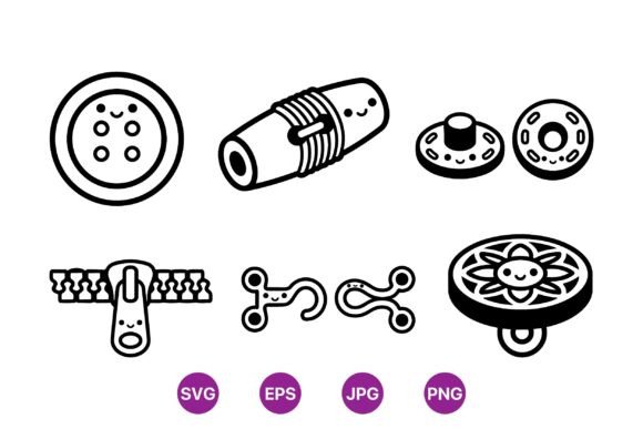 Cute Sewing Notion Icons Set