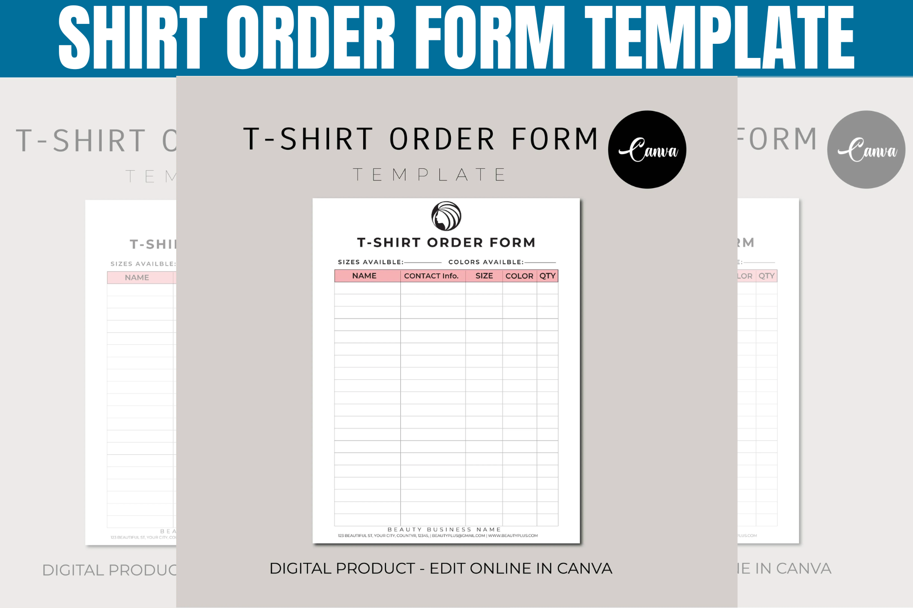 Editable Shirt Order Form Template Graphic by Gfx Shaown · Creative Fabrica
