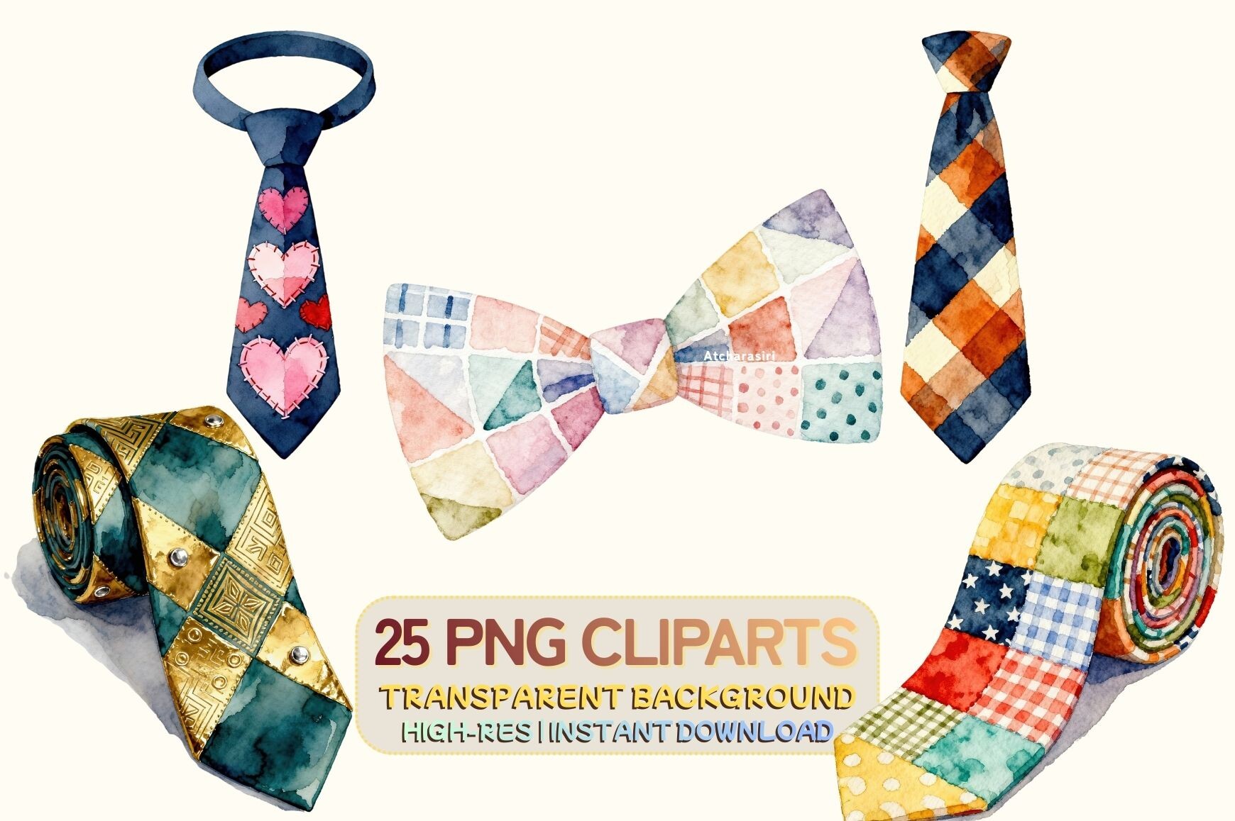 Father’s Day Tie Clipart Set – 25 PNG Wa